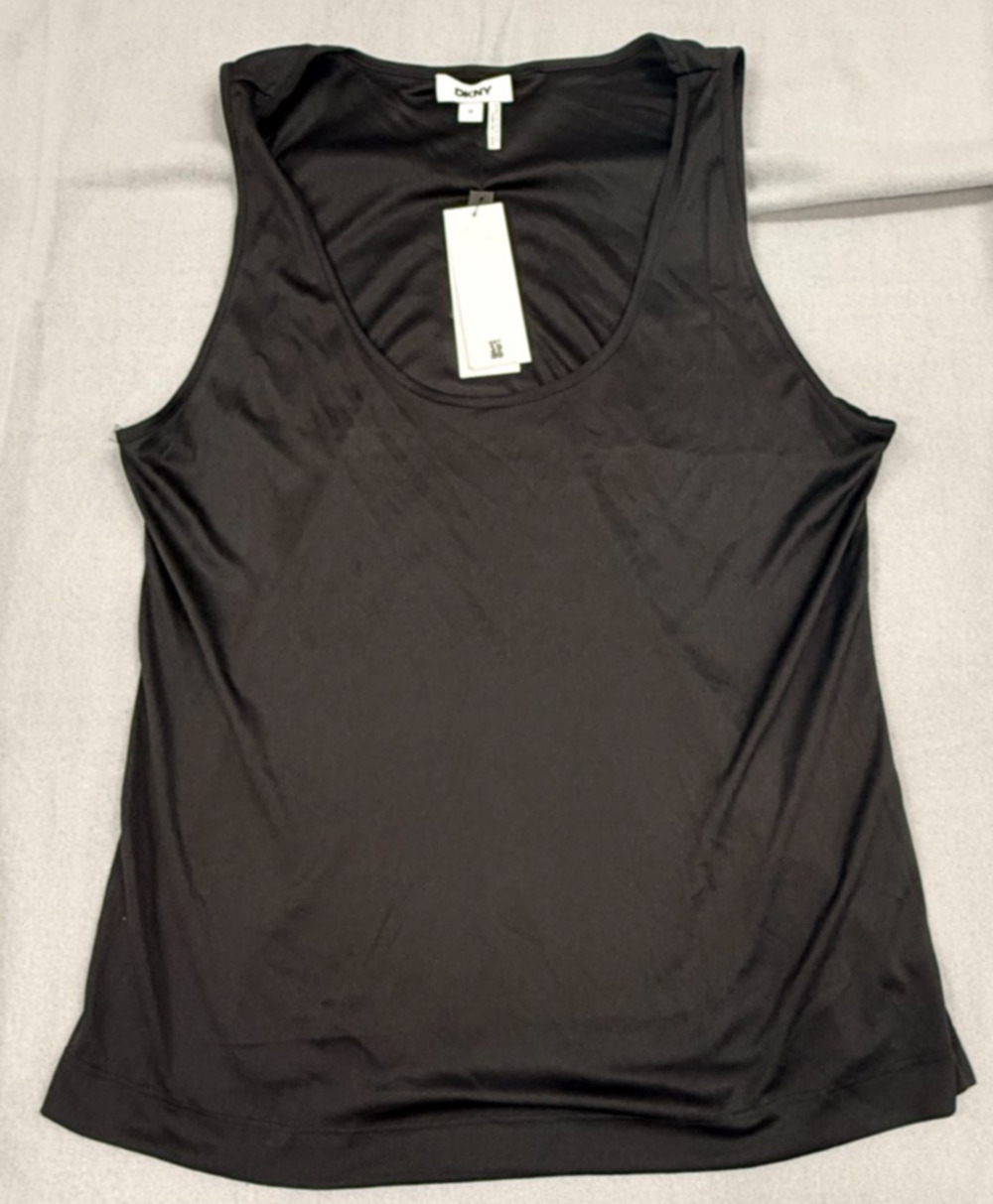 Dkny Tank Top Womens Medium Black Sleeveless Scoop Neck Performance Athletic NWT
